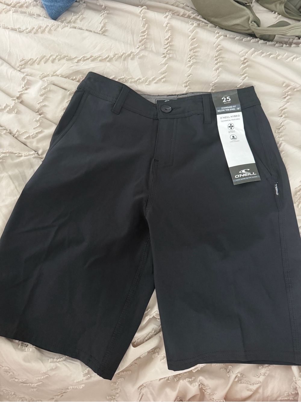 O'Neill Men's Black Flat Front Hybrid Shorts